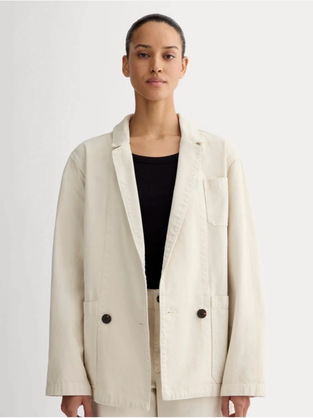 NWOT Everlane Cream Denim Chore Blazer